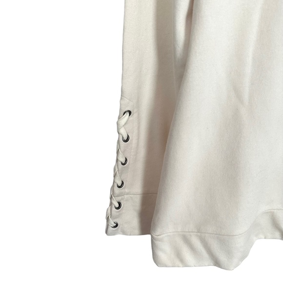 Joe's Collection Women's Sz S Cream Sweater Distressed Hem Lace Up Sleeve NWT - Picture 4 of 9